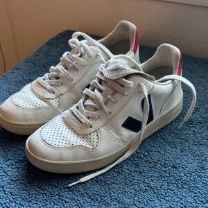 Veja women’s White Sneakers with Black and Red Accents